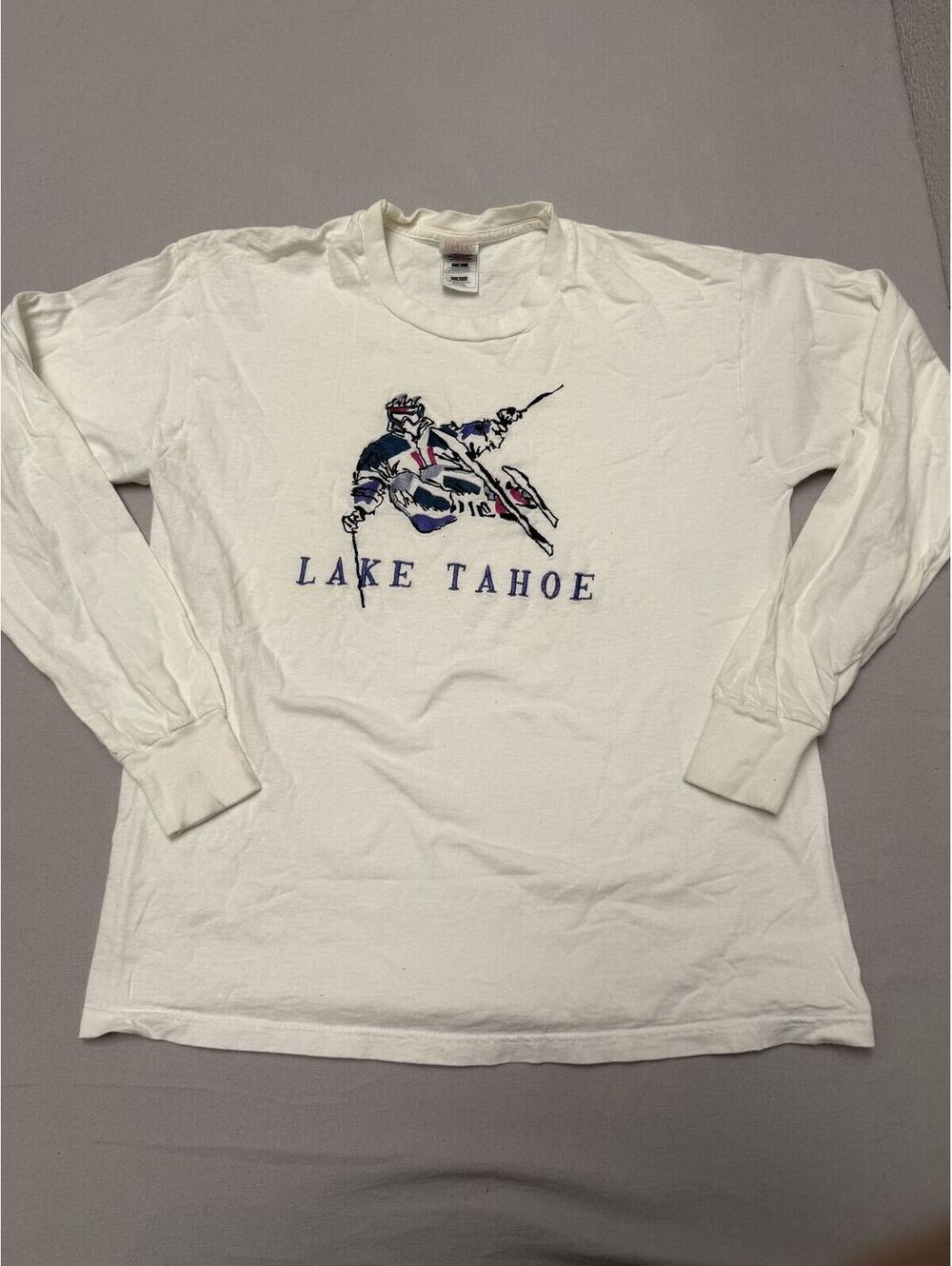 Vintage Ski Lake Tahoe LS T-shirt Downhill Skiing - L